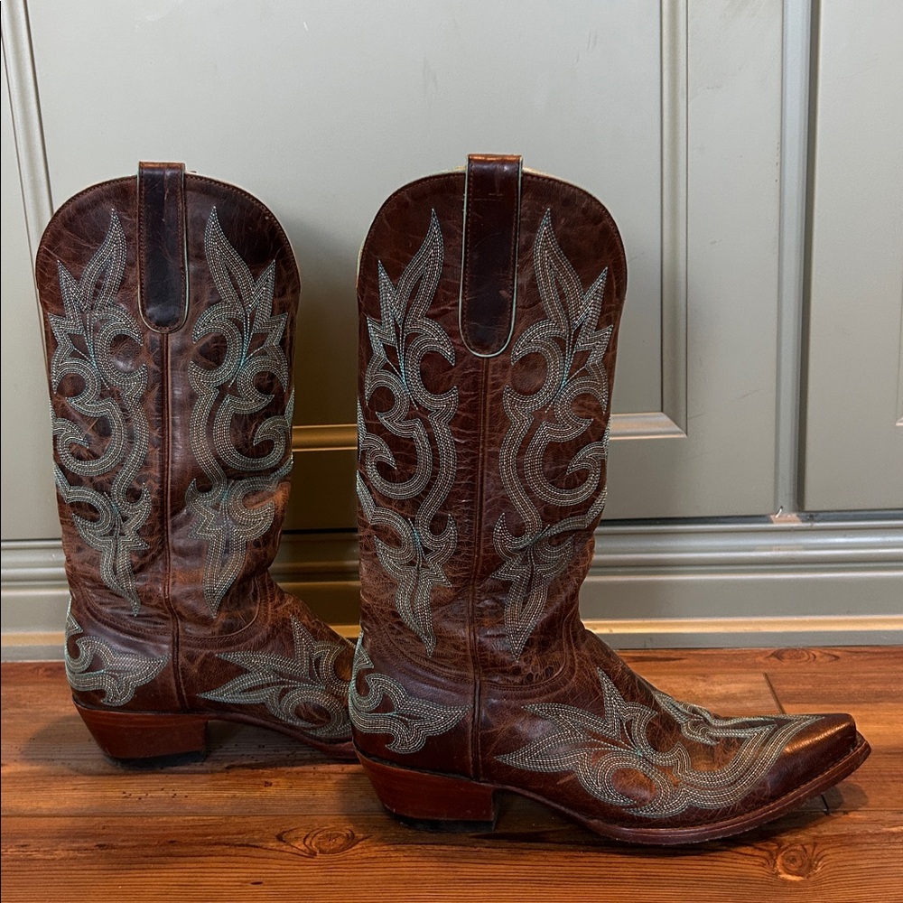 Old Gringo Diego Boots Brown with Turquoise and Tan Stitching - Picture 3 of 10